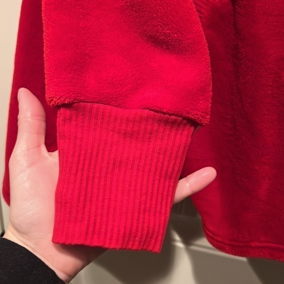 Soft cozy oversized plush red cowl neck loungewear sweatshirt fleece XL/1X - Picture 10 of 13